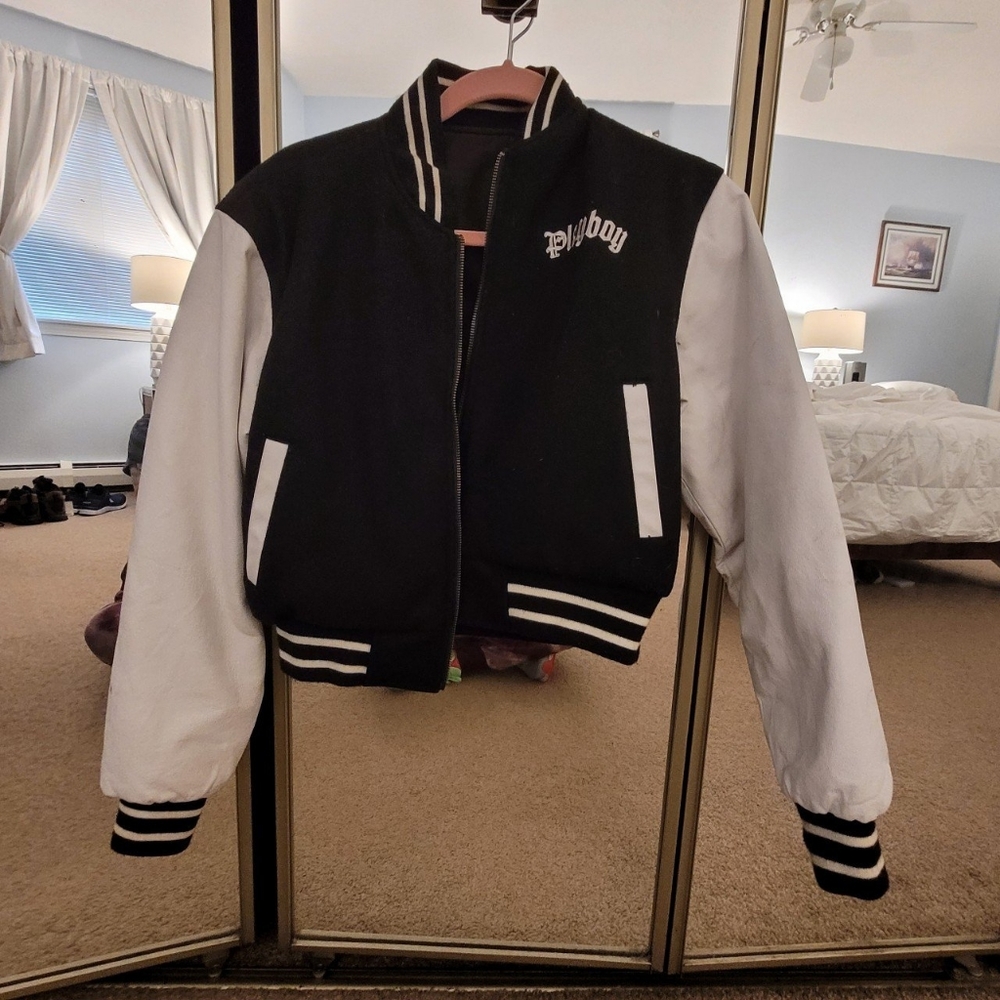 Playboy Reversible Varsity Leather Jacket Gem